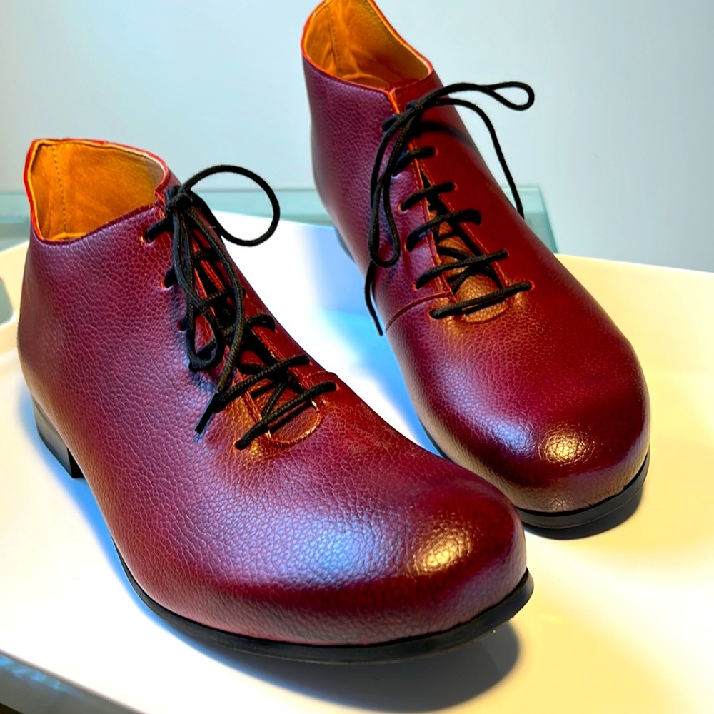 John fluevog Cordovan, leather cottage, core ankle boots
